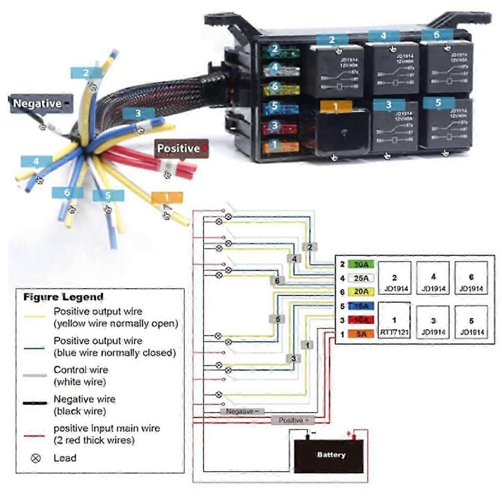 6-Way Fuse Box Modification Relay Module 12V for Vehicles