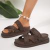 2025 Summer New Foreign Trade Platform Sandals Women's Shoes Large Size Platform Casual Woven Cross-strapped Slippers