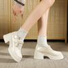2025 Autumn New Retro Korean Skirt Platform Mary Jane Shoes Women's French Pearl Sweet Thick Heel Small Leather Shoes