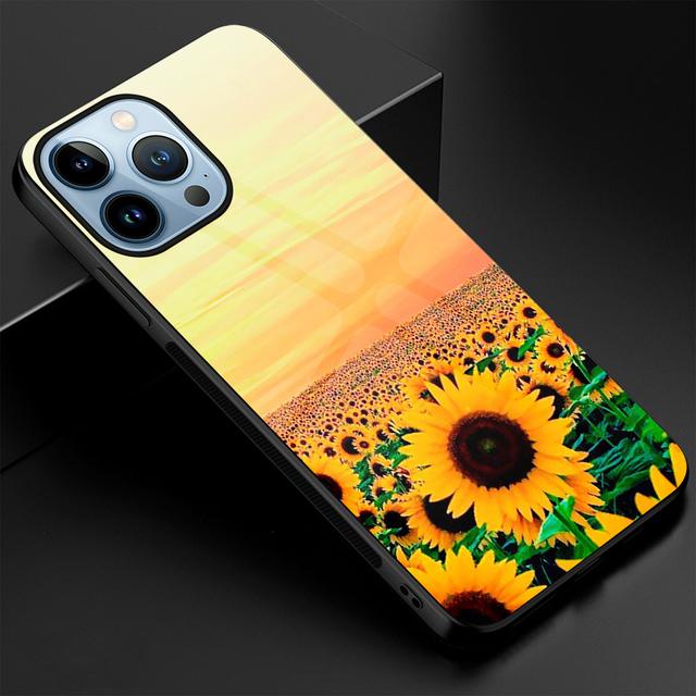 Чехол для телефона с цветами подсолнуха и цветочным рисунком для Iphone 14 13 11 12 Pro Max Mini Xs Xr X 7 8 6s Plus Se 2022, чехол из закаленного стекла
