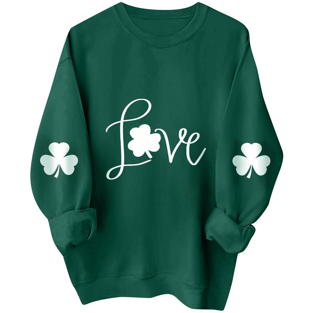 Женские толстовки с длинным рукавом и круглым вырезом, большие размеры, забавные St. Пуловер «Ирландские рубашки Патрика»