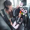 Baby Car Seat Toys, Infant Activity Spiral Plush Toys Hanging Stroller Toys for Baby with Musical Sheep Rattles Owl Ladybird with Distorting Mirror - 