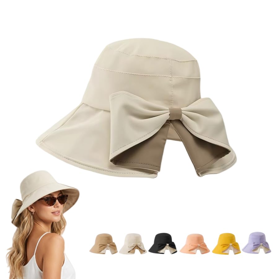 Women's Bowknot Wide Brim Sun Hat – Foldable, 360° Protection UV Protection Breathable Summer Travel Beach Hat