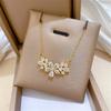 Elegant Charm Female White Zircon Stone Water Drop Flower Pendant Necklace Gold Color Wedding Jewelry For Women