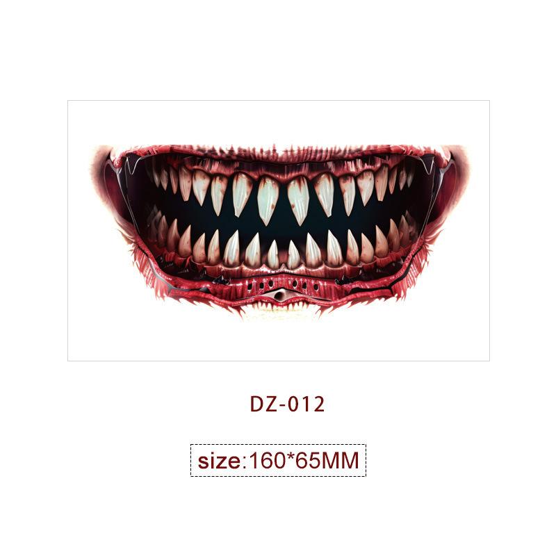Halloween Mouth Tattoo Scary Clown Face Stickers Creepy Temporary Tattoos Waterproof Party Makeup Costume Props
