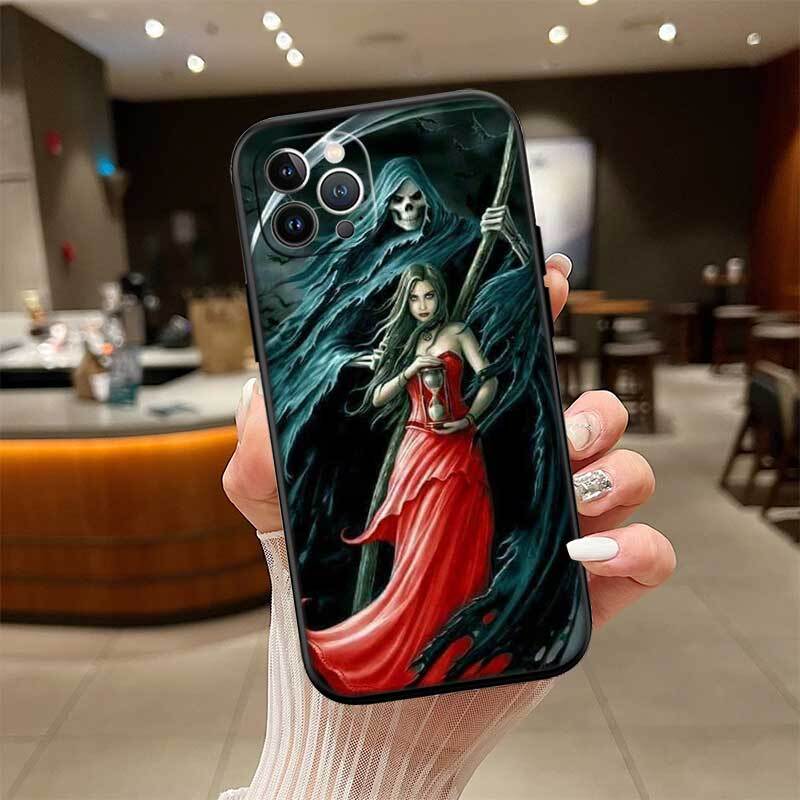 Ударопрочный чехол для телефона Скелет Жнеца Череп для iPhone 6 6s 7 8 11 12 13 14 15 16 17 16E XS Pro Max XR X SE Air