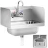 Stainless steel kitchen hand washbasin, width 435cm