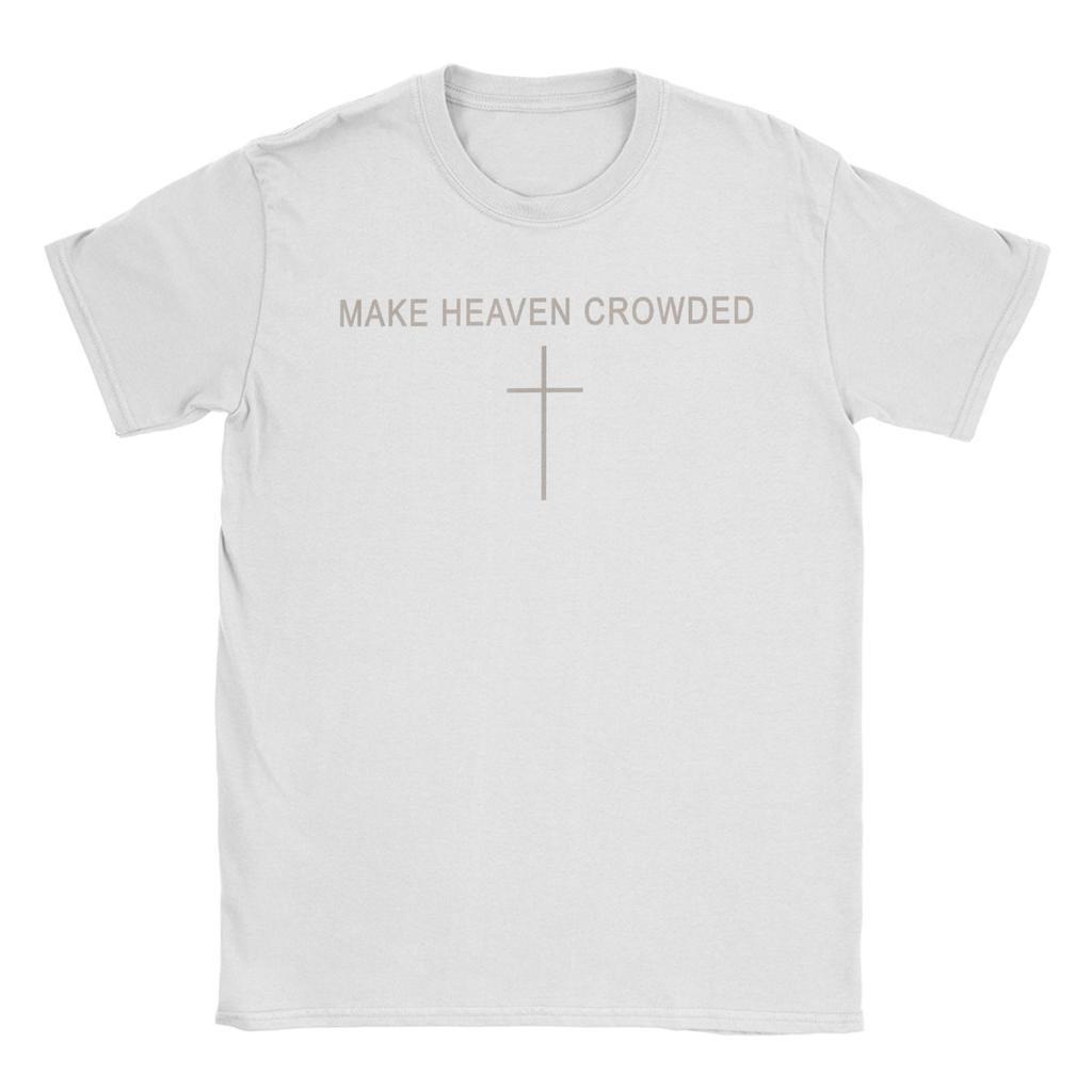 Men's Make Heaven Crowded Cross Subtle Christian Faith Minimalist T-Shirts Clothing Summer Short Sleeve T-Shirt Plus Size