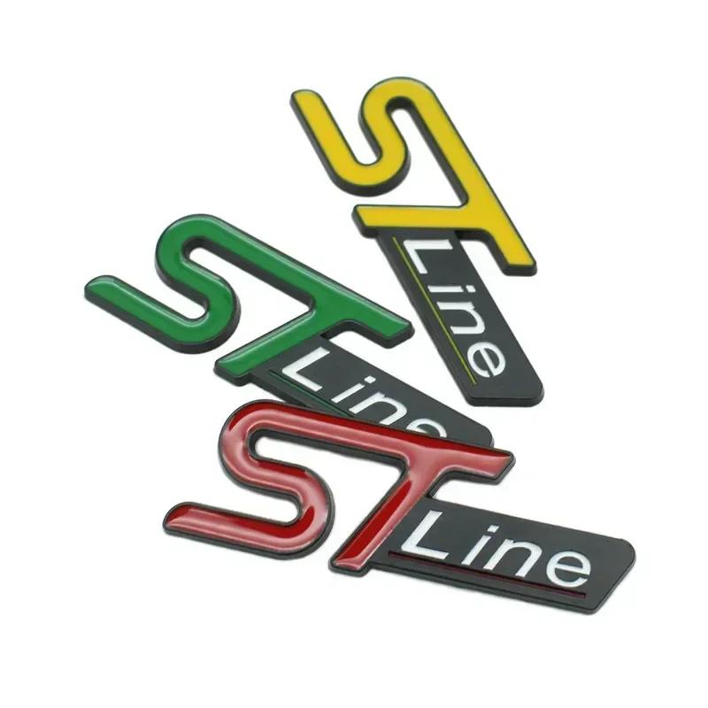 TQ012For FORD ST LINE Logo Front Grill Emblem Badge Car Rear Trunk Sticker Decals Focus Kuga Fiesta Mondeo ESCAPE Ecoboost