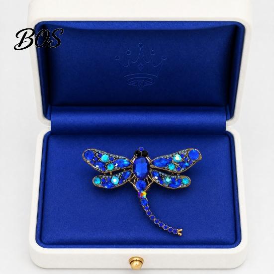 Multi-color Tail Design Brooch Electroplated Alloy Brooch, Dragonfly Pin with Sparkling Rhinestones Inlaid, Wear-resistant Long Badge for Luster