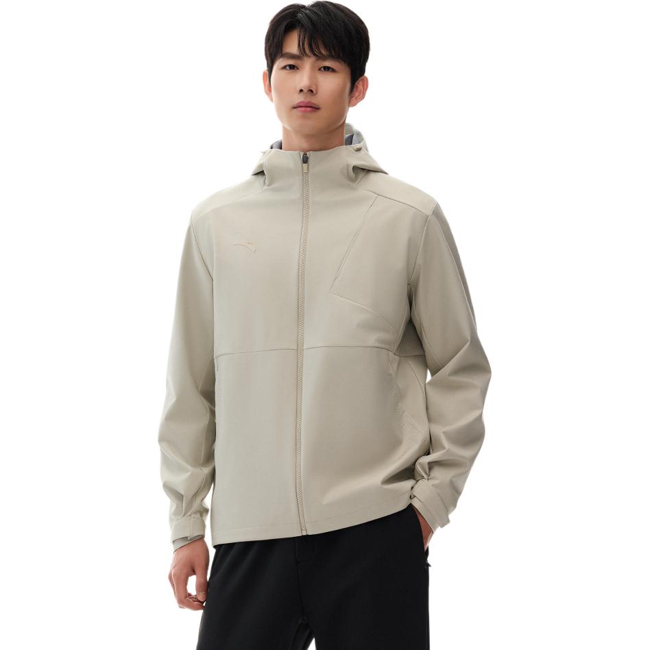 Anta Comfortable Casual Simple Hooded Zipper Jacket Men Jackets Dune-Gray 952517605-2