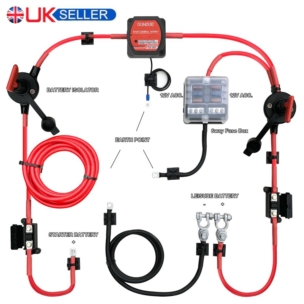 5M Advanced Voltage Sensitive Split Charge Relay Kit W/ Fuse Box 12V 140A VSR Camper Van