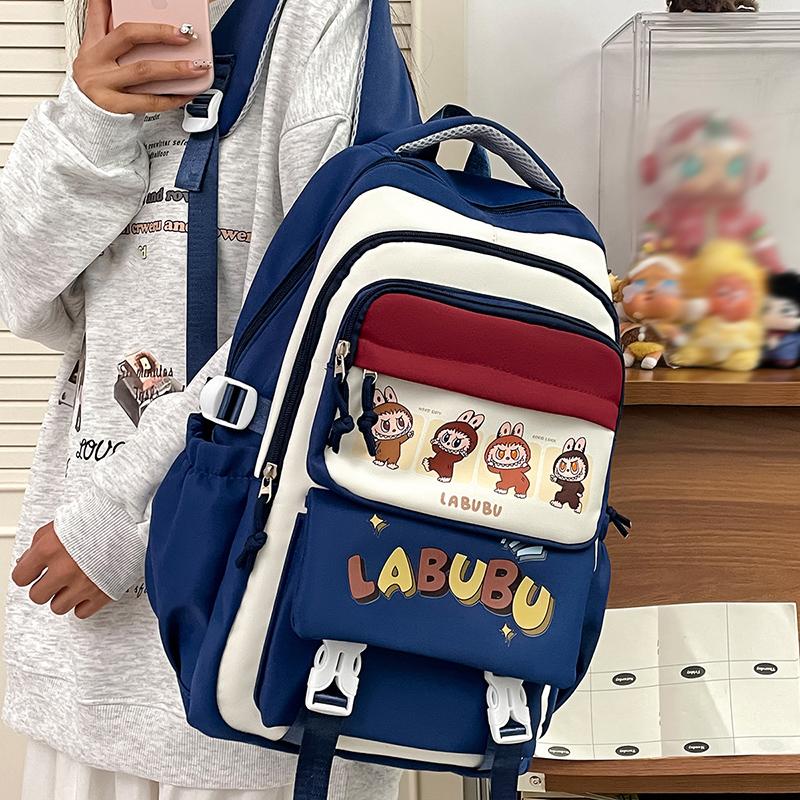 School Bag Backpack Student Labubu Backpack, Cute School Bag, Large Capacity, Light Weight, Children's Backpack