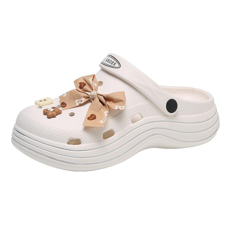 Повседневная обувь с отверстиями, женская летняя милая мультяшная верхняя одежда своими руками, модная сумка, головной убор, две вещи, на толстой подошве, классные тапочки