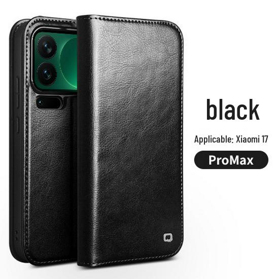 Чехол-книжка Chali из натуральной кожи для Xiaomi 17 Pro Max со подставкой и защитой объектива