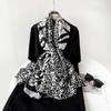 The New Leopard Print Patchwork Shawl Is Fashionable  Retro  Breathable and Sun-protective Thin Silk Scarf