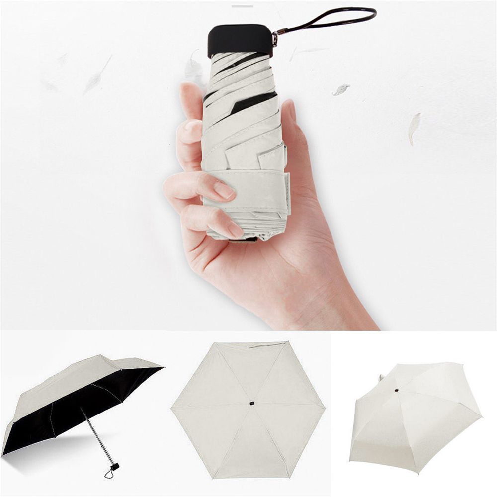 Coating Parasol Waterproof Sunscreen Pocket Compact 5 Fold Sun Umbrella Mini Umbrella Rain Umbrella
