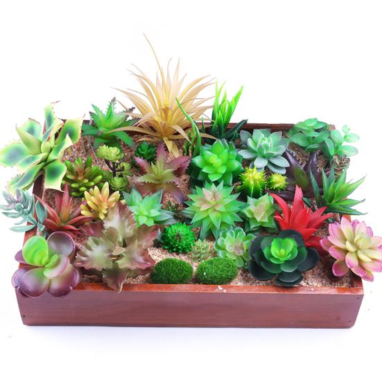 Искусственные суккуленты. Реалистичные многоразовые ассорти из искусственных зеленых растений. Красочная зелень без горшков. Центральное украшение домашнего стола. Фото.