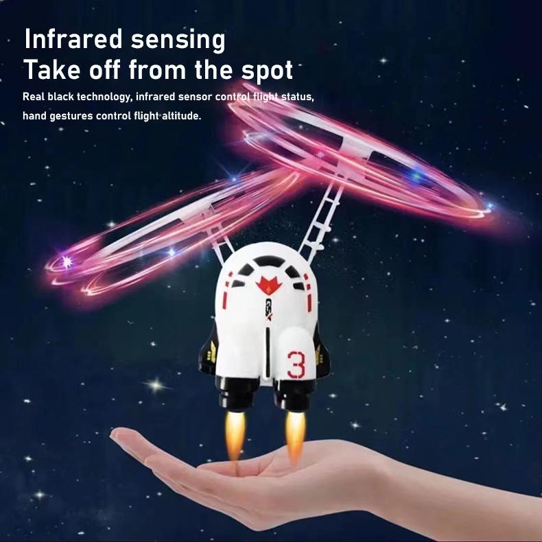 Non-Toxic Flying Robot Astronaut Toy Aircraft High-Tech Hand-Controlled Drone Interactive Dual Wings With Lights Outdoor Gifts For Kids
