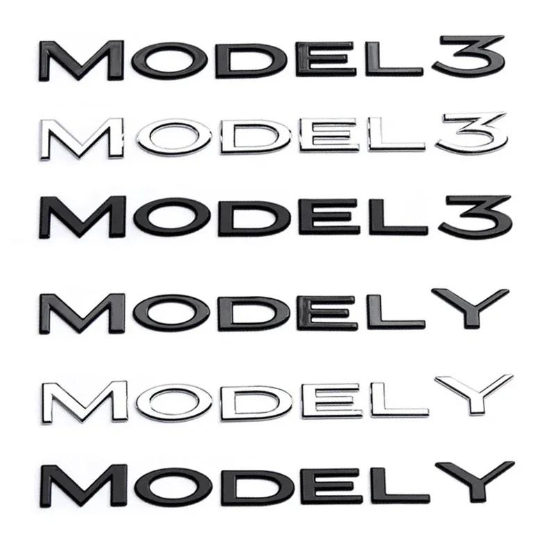 ysdkf1 Original 3D ABS Letters Logo For Tesla MODEL 3 Y Car Rear Tailgate Trunk Emblem Badge Decal Stickers Auto Styling Accessories