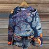 Ladies Fashion Casual Long Sleeve Halloween Printed Round Neck Hoodie Top