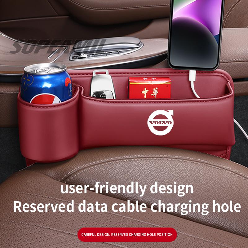 For Volvo XC40 XC60 XC70 XC90 C30 C70 S40 S60 S80 S90 V40 V50 V70 EX40 Car Leather Seat Gap Crevice Water Cup Holder Storage Box
