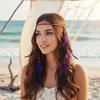 Braided Cord Bohemian Tassel Headband Tribal Feather Hair Extensions  Western Cowgirl Outfit