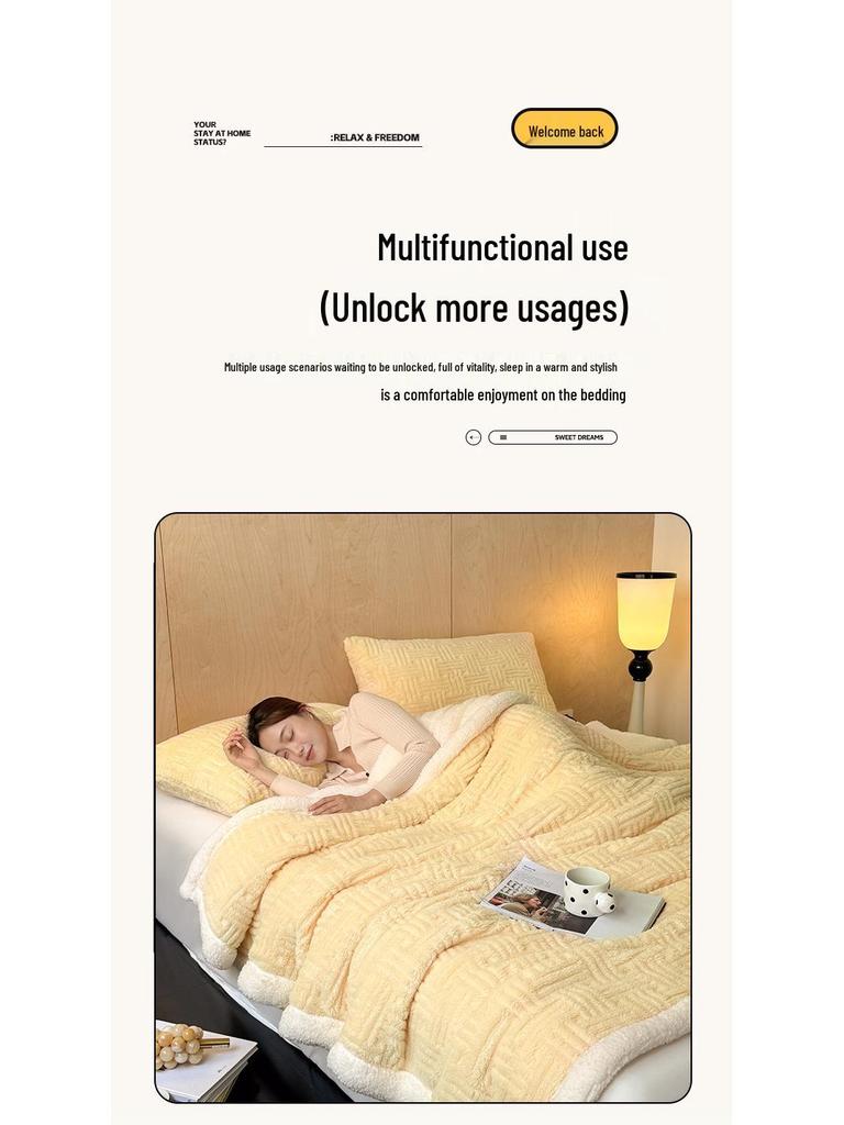 Tavalon Double-Layer Lamb's Wool Carved Blanket - Multifunctional Leisure Nap Cover