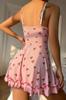Bella Notte Romantic Pink Cherry Print Strap Thong and Nightgown Cute and Comfortable Women’s Lingerie Set