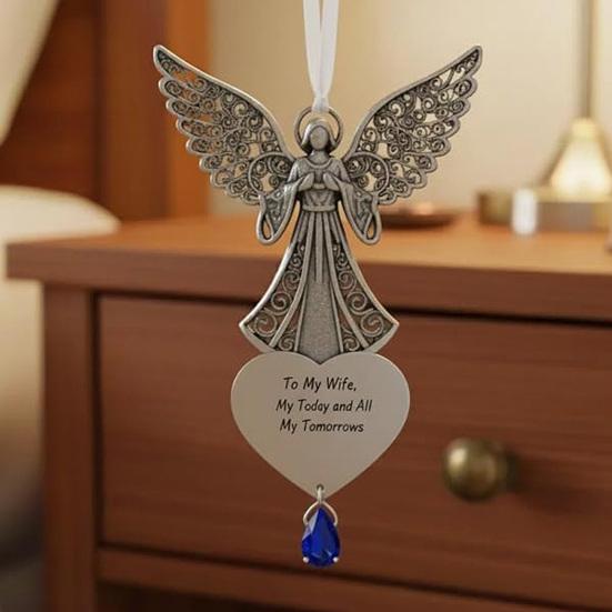 Metal Distressed Angel Decoration Handmade Silver Butterfly Charm Christmas Tree Hanging Ornament Keepsake Gifts for Women Her