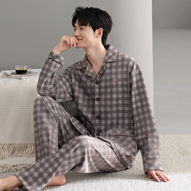 Пижама мужская осенне-зимняя тонкая бархатная из островного бархата большого размера костюм домашняя одежда зимняя