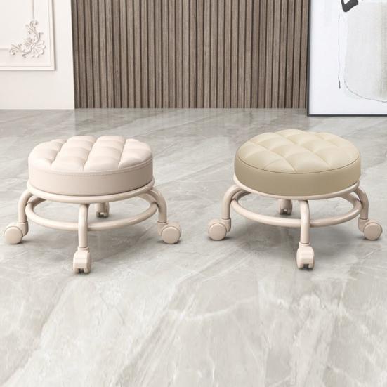 Низкий табурет на колесиках с колесами на 360 градусов, искусственная кожа, наполнитель из губки, подушка для современного дома