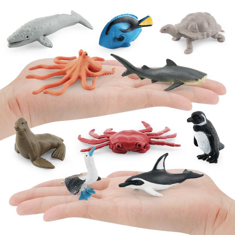 Реалистичный Набор Моделей Существ Тихого Океана ПВХ Серый Кит Акула Краб Черепаха