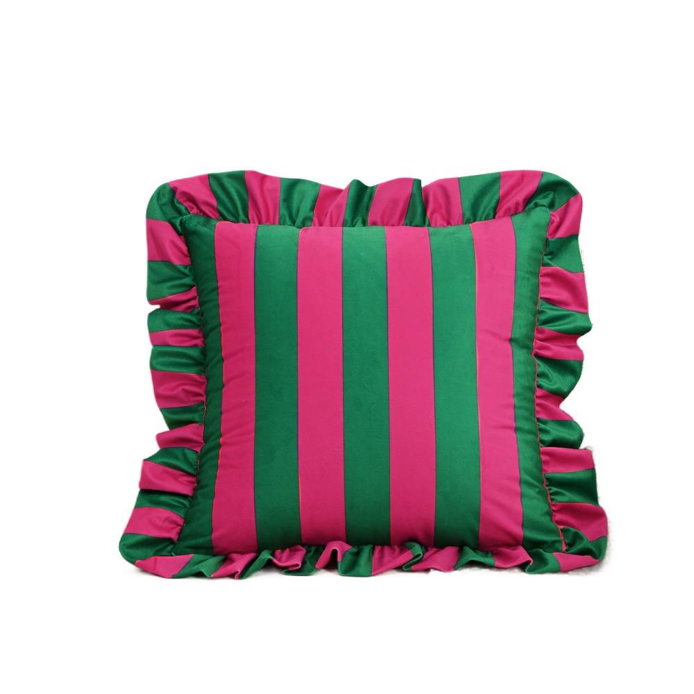 Striped Pillow Case Lotus Leaf Skirt Edge Pillow Case Cover New Pillowcase Bedroom Living Room