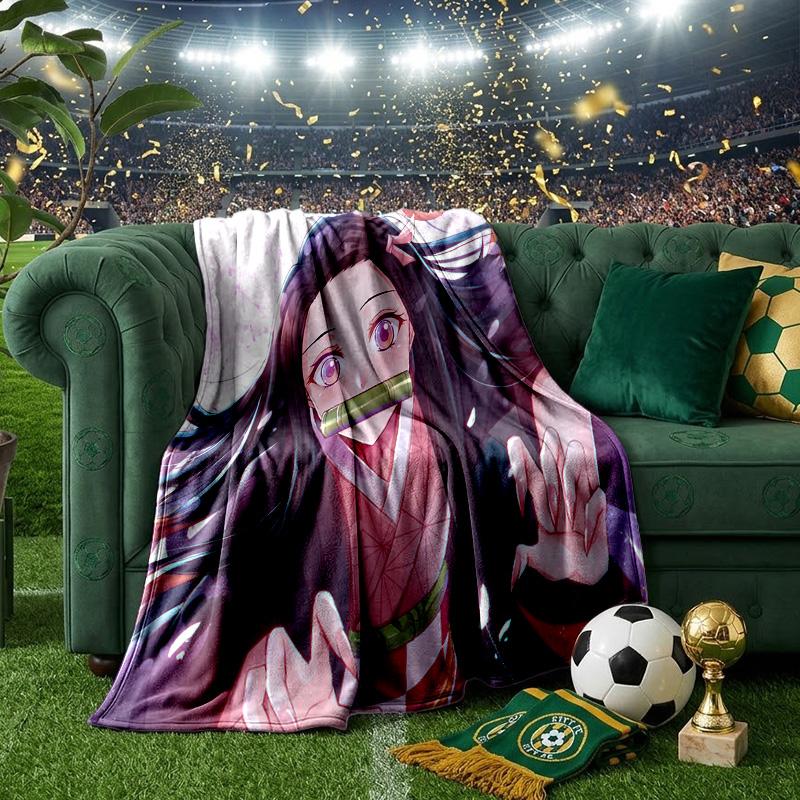 Butterfly Nezuko Fantasy Throws Blanket Flannel Blankets Plush for Couch Bed Gifts for Men Women Travel picnic blanket Christmas fan gifts
