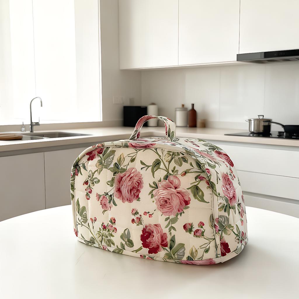 Quilting Fabric Dust Sleeve with Handle Quilted Bread Machine Cover Foldable Toaster Machine Storage Bag for Home Kitchen