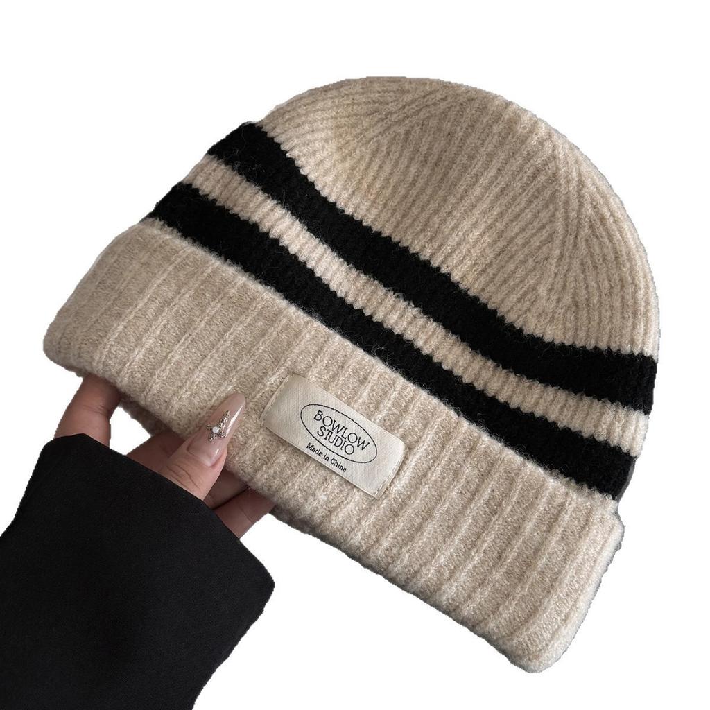New autumn and winter windproof wool hat women's big head circumference shows face small wool knitted hat