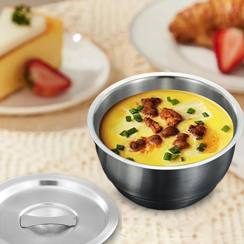 304 Stainless Steel Bowl Steamed Eggs Bowl Practical Metal Bowl Thickened Rice Bowl for Pasta Soup Snack Cereal Kitchen Tools