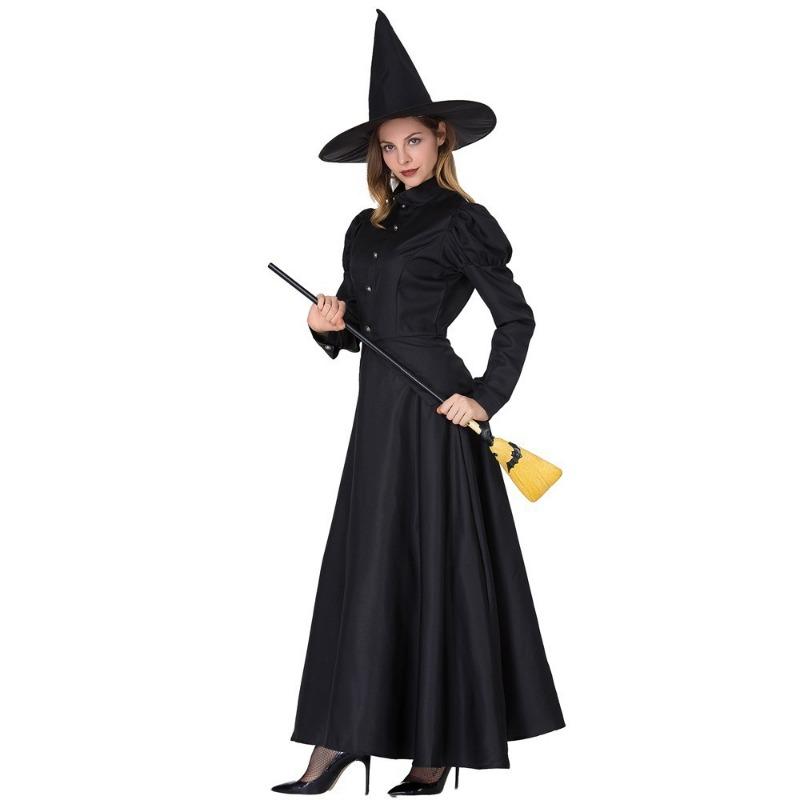 Halloween Adult Black Witch Magic Robe Masquerade Cosplay Costume