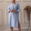 Summer Women's Dress Plus Size Solid Colour Casual Round Neck Button Long Dresses