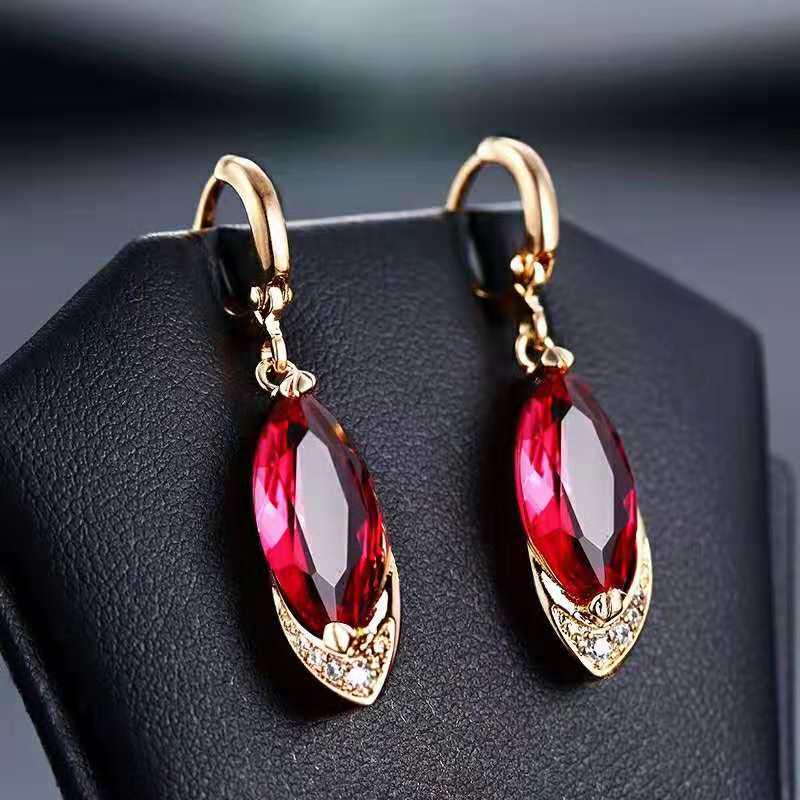 14k Rose Gold Origin Ruby Drop Earring For Women Aros Mujer Oreja Natural Ruby Gemstone Orecchini 14k Rose Gold Bizuteria