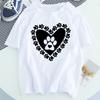 Women Dog Paw Print Short Sleeve Fashion Printed Summer Lady Womens Clothing Tops T-Shirt Shirt Tees Female T Shirt