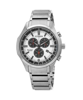 Eco-Drive Chronograph Super Titanium с белым циферблатом AT2530-85A 100M Мужские часы