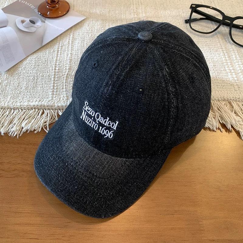 Бейсболка из стираного денима, женская, с широкими полями, большой окружностью головы, с надписью «буква», показывающей маленькое лицо, синяя шляпа, новинка 2024 года