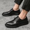 Модная корейская версия новых мужских остроносых удобных повседневных кожаных ботинок, модные брендовые мужские весенние кожаные туфли с резным шнурком