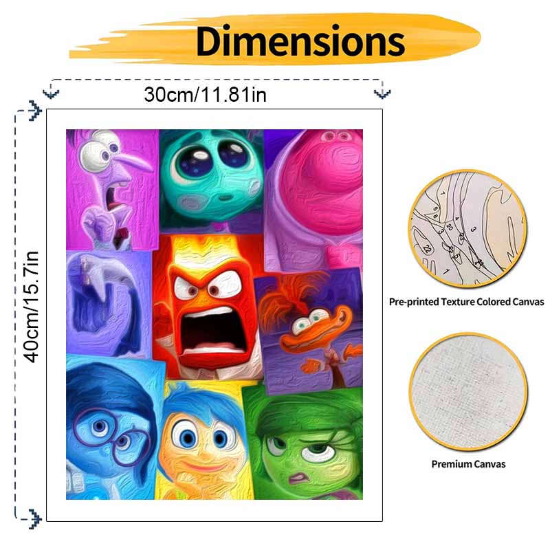 Disney Inside Out oil paint by numbers painting kit handmade diy home decor gifts wall art canvas set for adults relaxing hobby art