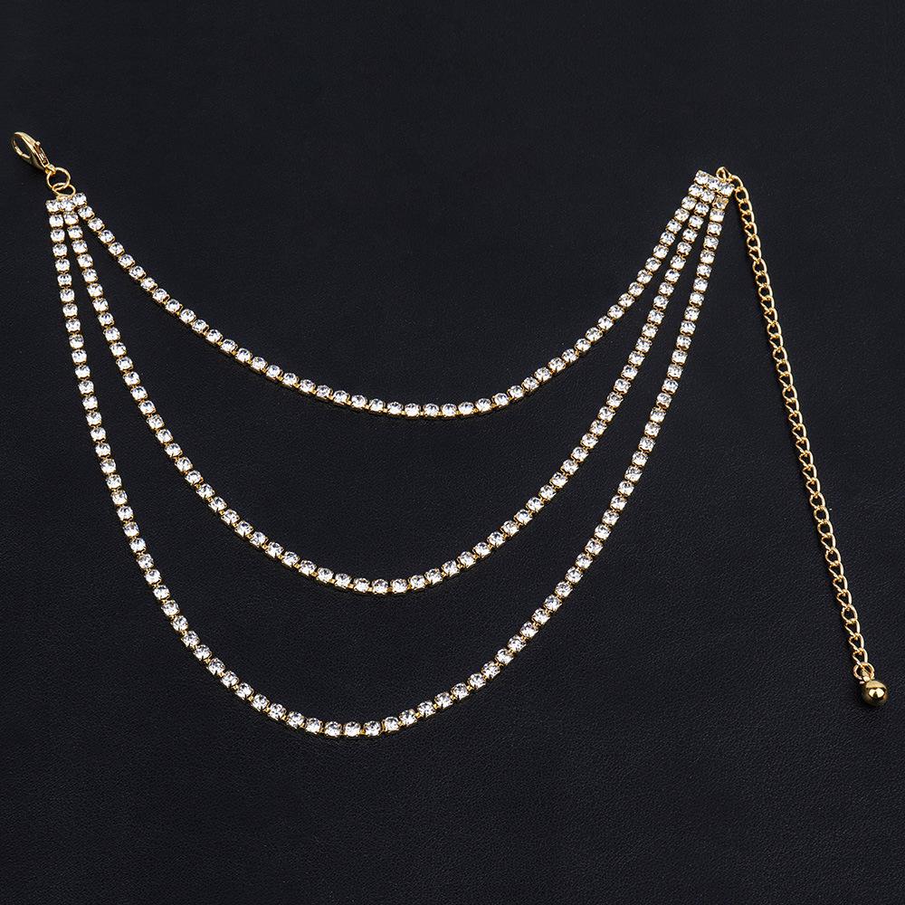 2023 Trendy Multi-layer Rhinestone High Heel Ankle Jewelry Chain - Sleek European & American Beach Style