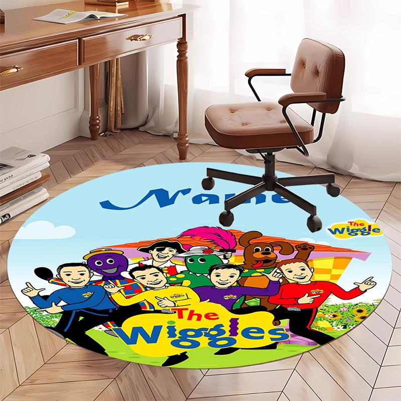 Custom Name The Wiggles Printed Round Rug Carpet Chair Rug Area Rug Entryway Doormats,for Office Chair Living Room Bedroom Kitchen Room.