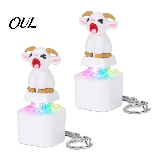 Finger Clicker with Light Sound 1/2Pcs Animal Keyboard Fidget Keychain, Rechargeable Goat Cat Toy LED Sound, Push Button Decompression Portable