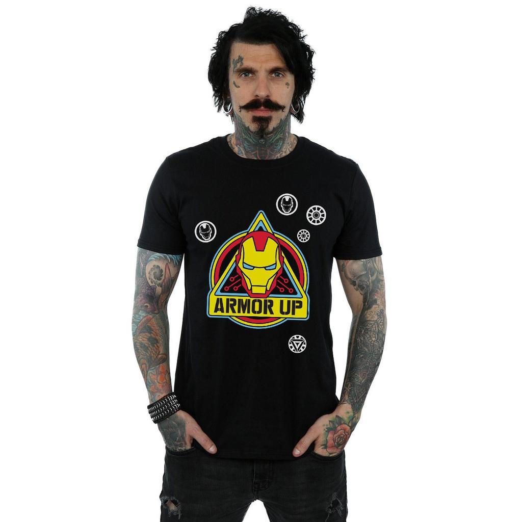 Marvel Mens Iron Man Armor Up Badge T-Shirt